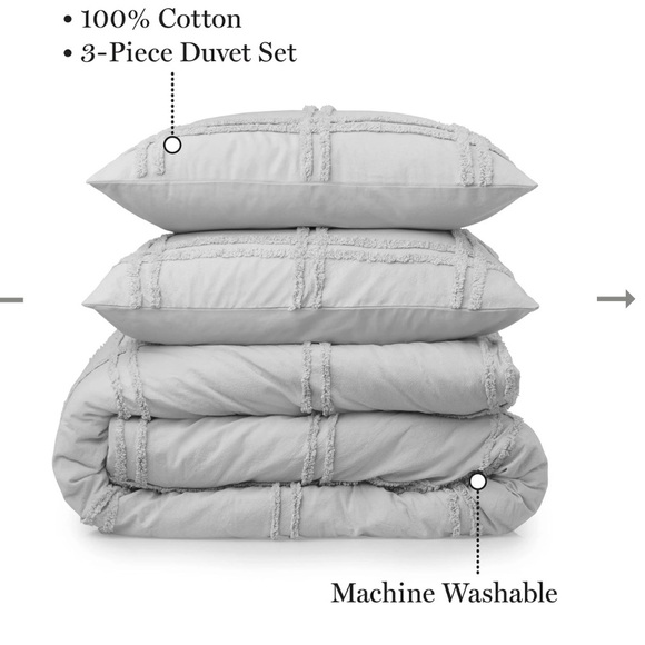 MARTHA STEWART white - Skylar Chenille Duvet Cover  - QUEEN Size - Picture 2 of 11